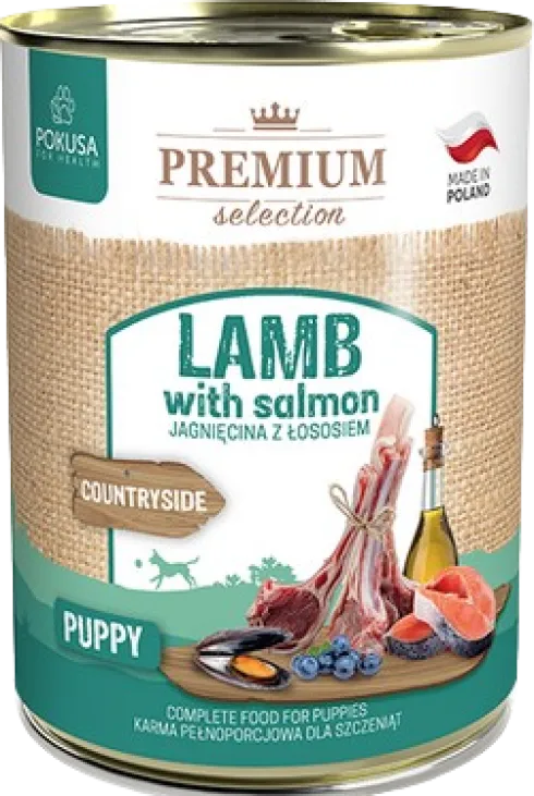 Pokusa Premium Selection Countryside Puppy Jagnięcina z łososiem Mokra Karma dla szczeniaka op. 400g