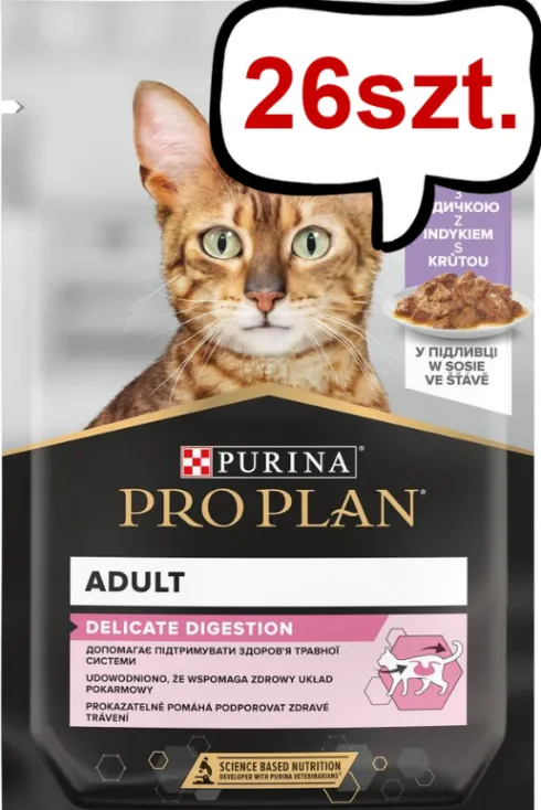 Pro Plan Cat Delicate Adult Indyk Mokra Karma dla kota op. 85g Pakiet 26szt. (18+8 GRATIS)