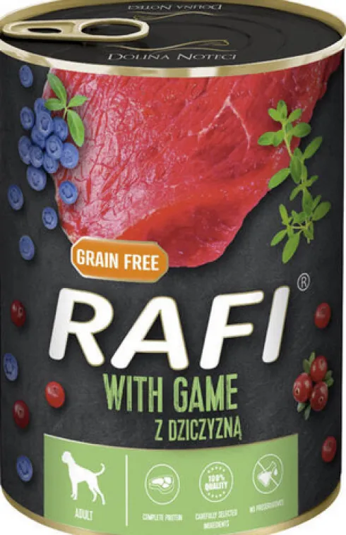 Rafi Dog Dziczyzna z borówką i żurawiną Mokra Karma dla psa op. 400g WYPRZEDAŻ