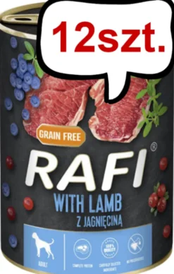 Rafi Dog Jagnięcina z borówką i żurawiną Mokra Karma dla psa op. 400g Pakiet 12szt. WYPRZEDAŻ
