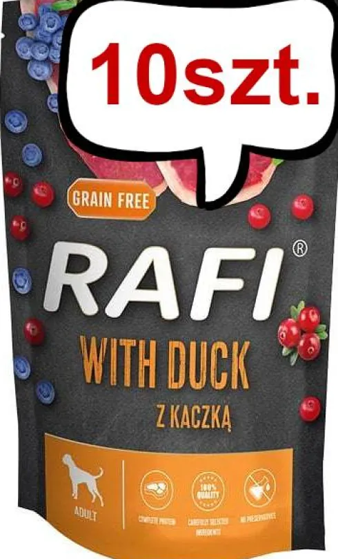 Rafi Dog Kaczka z borówką i żurawiną Mokra Karma dla psa op. 500g Pakiet 10szt. WYPRZEDAŻ