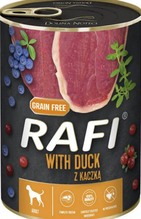 Rafi Dog Kaczka z borówką i żurawiną Mokra Karma dla psa op. 400g WYPRZEDAŻ