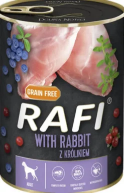 Rafi Dog Królik z borówką i żurawiną Mokra Karma dla psa op. 400g Pakiet 12szt. WYPRZEDAŻ