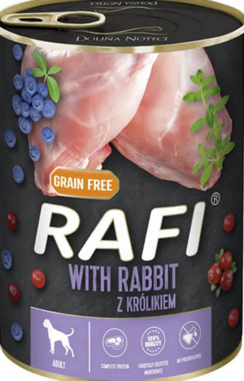 Rafi Dog Królik z borówką i żurawiną Mokra Karma dla psa op. 400g Pakiet 12szt. WYPRZEDAŻ
