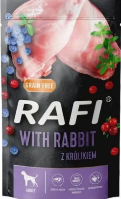 Rafi Dog Królik z borówką i żurawiną Mokra Karma dla psa op. 500g Pakiet 10szt.