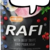 Rafi Dog Żoładki wołowe i szynka z borówką i żurawiną Mokra Karma dla psa op. 500g Pakiet 10szt. WYPRZEDAŻ