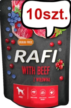 Rafi Dog Wołowina z borówką i żurawiną Mokra Karma dla psa op. 300g Pakiet 10szt. WYPRZEDAŻ