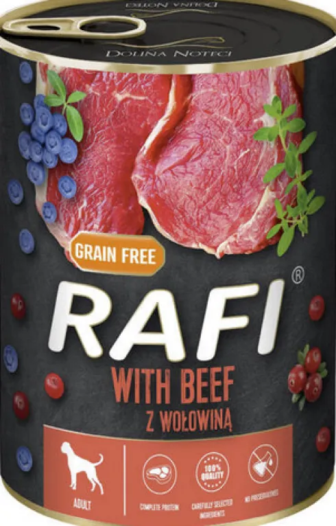 Rafi Dog Wołowina z borówką i żurawiną Mokra Karma dla psa op. 400g WYPRZEDAŻ