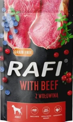 Rafi Dog Wołowina z borówką i żurawiną Mokra Karma dla psa op. 500g Pakiet 10szt.