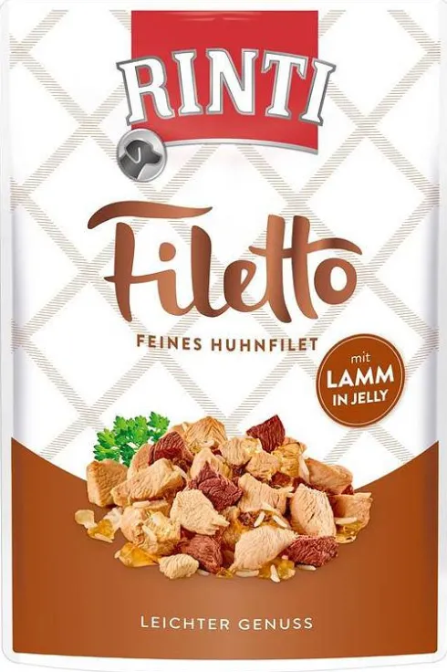 Rinti Filetto Kurczak z jagnięciną w galaretce Mokra Karma dla psa op. 100g Pakiet 12szt.