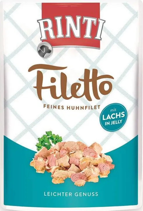 Rinti Filetto Kurczak z łososiem w galaretce Mokra Karma dla psa op. 100g Pakiet 12szt.