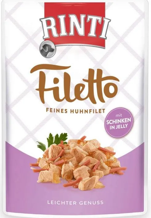 Rinti Filetto Kurczak z szynką w galaretce Mokra Karma dla psa op. 100g Pakiet 12szt.