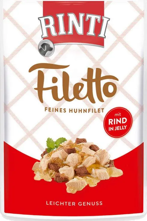 Rinti Filetto Kurczak z wołowiną w galaretce Mokra Karma dla psa op. 100g Pakiet 12szt.