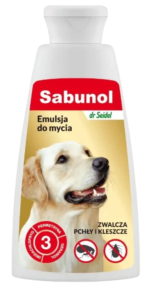 Sabunol Emulsja do mycia zwalczająca pchły i kleszcze dla psa op. 150ml WYPRZEDAŻ