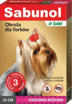 Sabunol Obroża na kleszcze i pchły dla psa kolor różowy dł. 35cm
