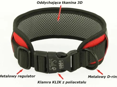 Sali Obroża Yukon Comfort dla psa rozm. 40-50cm/60mm kolor czarny WYPRZEDAŻ