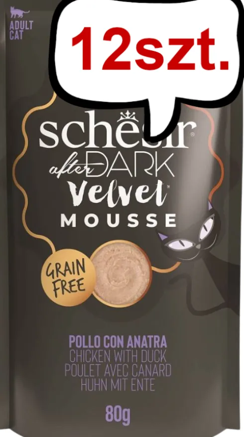 Schesir Adult After Dark Velvet Mousse Chicken with Duck Mokra Karma dla kota op. 80g Pakiet 12szt.
