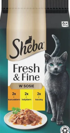 Sheba Fresh&Fine Kurczak, Indyk i Kaczka w sosie Mokra karma dla kota op. 6x50g