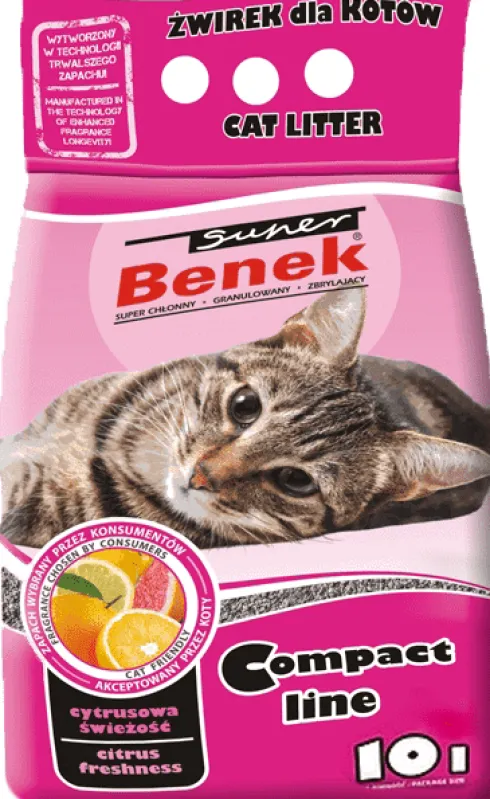 Super Benek Żwirek bentonitowy Compact Active Cytrusowa Świeżość dla kota poj. 10l WYPRZEDAŻ