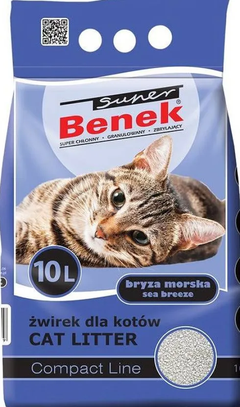 Super Benek Żwirek bentonitowy Compact zapach morska bryza dla kota poj. 10l