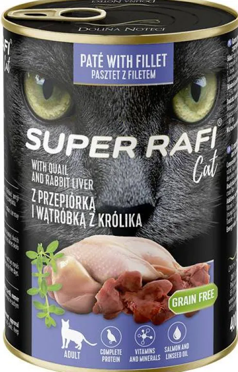 Super Rafi Cat Adult Przepiórka i wątróbka z królika Mokra Karma dla kota op. 400g