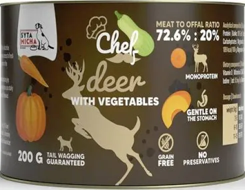Syta Micha Chef Deer Mokra Karma dla psa op. 200g Pakiet 6szt.