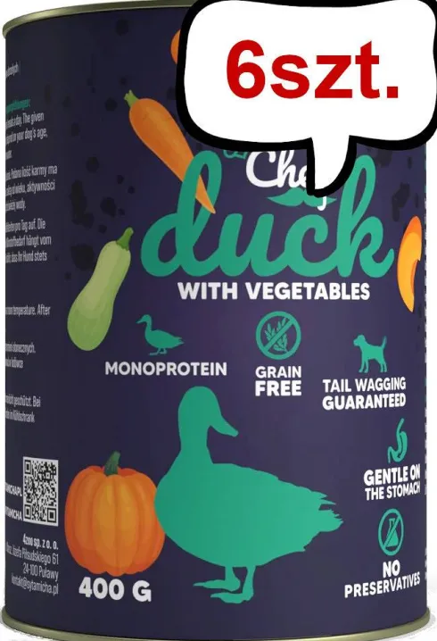 Syta Micha Chef Duck Mokra Karma dla psa op. 400g Pakiet 6szt.