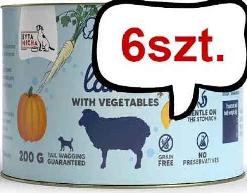 Syta Micha Chef Junior Lamb Mokra Karma dla psa op. 200g Pakiet 6szt.