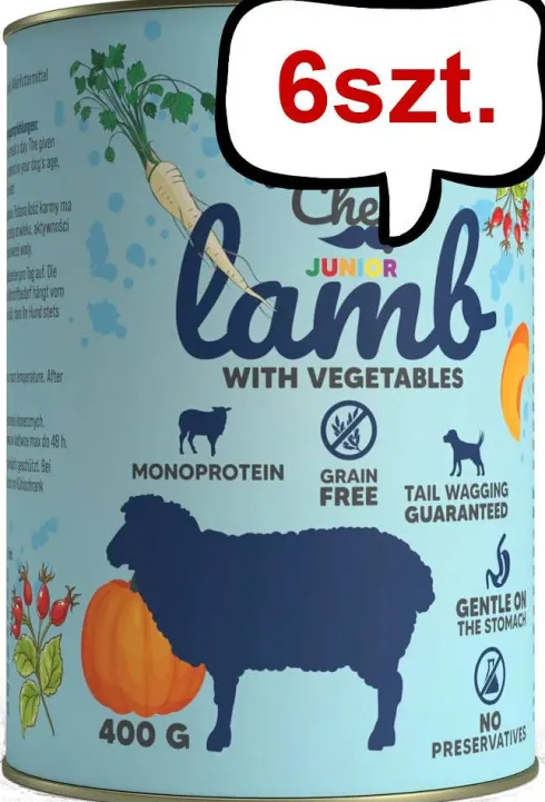 Syta Micha Chef Junior Lamb Mokra Karma dla psa op. 400g Pakiet 6szt.