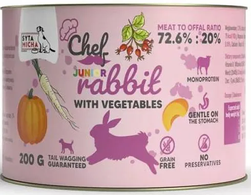 Syta Micha Chef Junior Rabbit Mokra Karma dla psa op. 200g