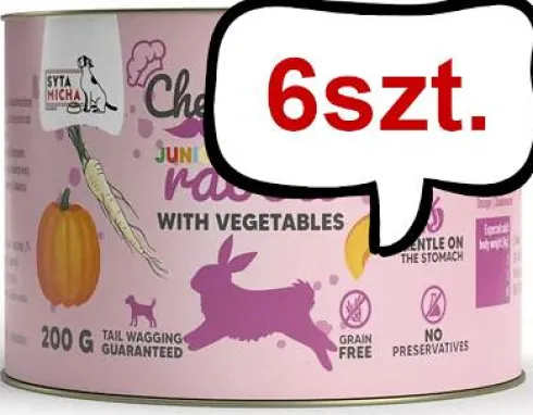 Syta Micha Chef Junior Rabbit Mokra Karma dla psa op. 200g Pakiet 6szt.