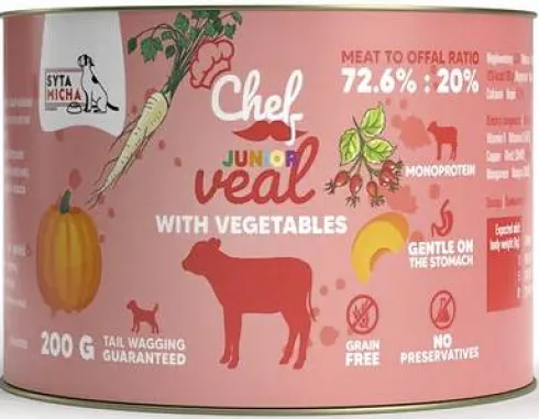 Syta Micha Chef Junior Veal Mokra Karma dla psa op. 200g Pakiet 6szt.