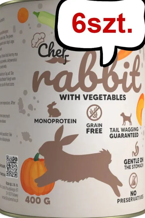 Syta Micha Chef Rabbit Mokra Karma dla psa op. 400g Pakiet 6szt.