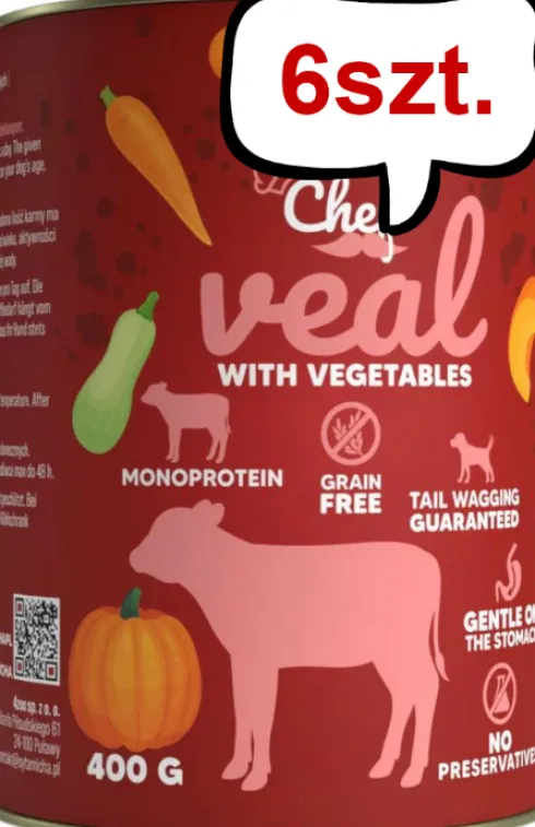 Syta Micha Chef Veal Mokra Karma dla psa op. 400g Pakiet 6szt.
