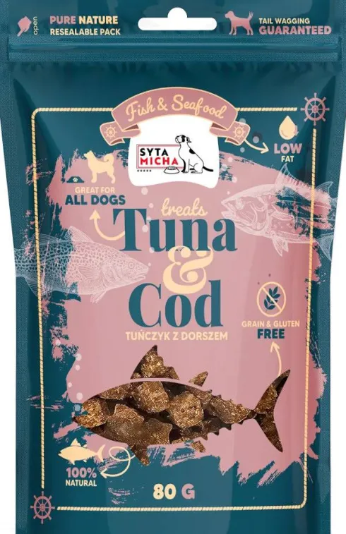 Syta Micha Fish&Seafood Przysmaki Tuńczyk z dorszem dla psa op. 80g