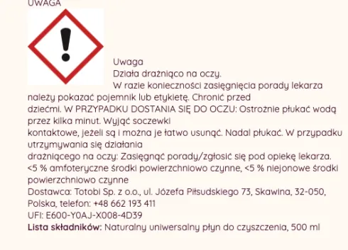 Totobi Naturalny Płyn do mycia podłóg Czysty Dom poj. 500ml