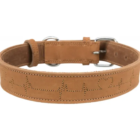 Trixie Obroża skórzana Rustic Heartbeat dla psa rozm. M 38-47cm/40mm kolor brązowy nr kat. 19015 WYPRZEDAŻ