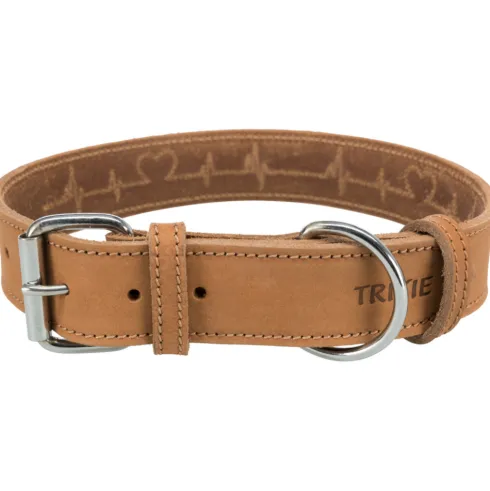 Trixie Obroża skórzana Rustic Heartbeat dla psa rozm. M 38-47cm/40mm kolor brązowy nr kat. 19015 WYPRZEDAŻ