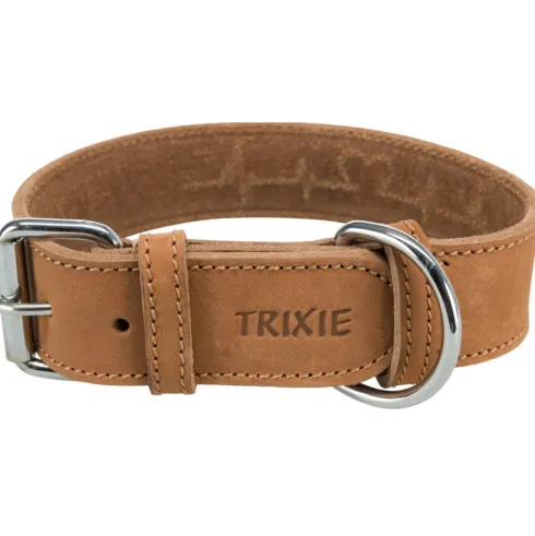 Trixie Obroża skórzana Rustic Heartbeat dla psa rozm. M 38-47cm/40mm kolor brązowy nr kat. 19015 WYPRZEDAŻ