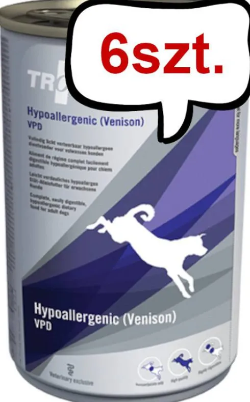 Trovet Hypoallergenic Venison VPD Mokra Karma dla psa op. 400g Pakiet 6szt.