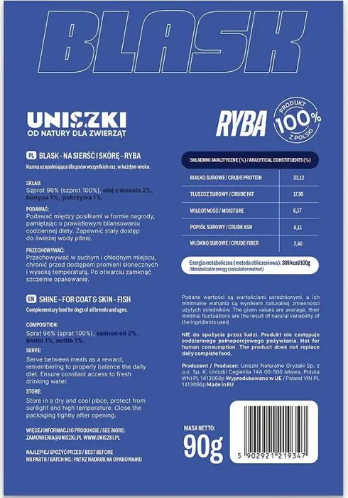 Uniszki Functional Przysmaki BLASK dla psa op. 90g WYPRZEDAŻ