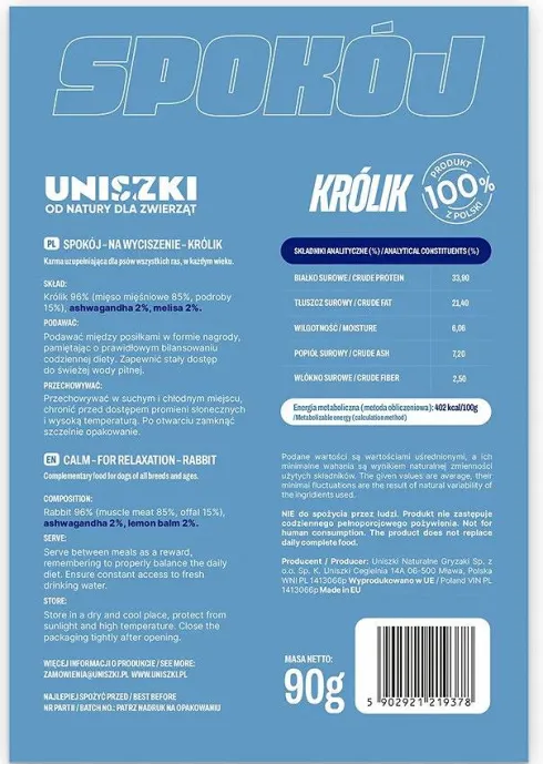 Uniszki Functional Przysmaki SPOKÓJ dla psa op. 90g