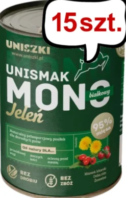 Uniszki Unismak Adult Mono Jeleń Mokra Karma dla psa op. 400g Pakiet 15szt.