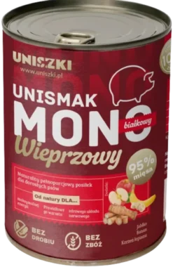 Uniszki Unismak Adult Mono Wieprzowina Mokra Karma dla psa op. 400g Pakiet 15szt.