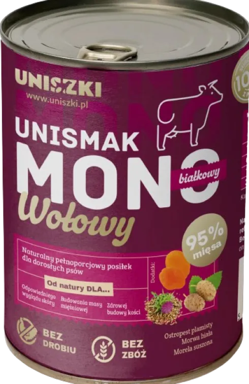 Uniszki Unismak Adult Mono Wołowina Mokra Karma dla psa op. 400g Pakiet 15szt.
