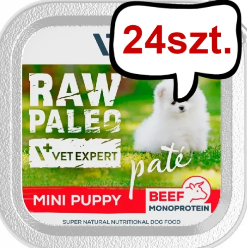 VetExpert Raw Paleo Pate Mini Puppy Wołowina Mokra Karma dla psa op. 150g Pakiet 24szt. WYPRZEDAŻ