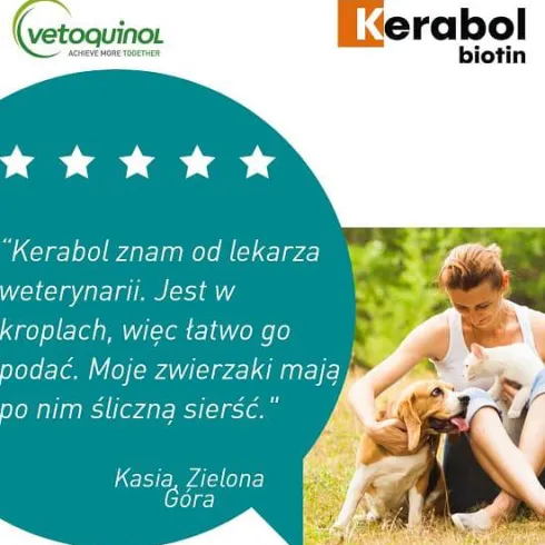 Vetoquinol Kerabol Biotin Preparat na sierść dla psa i kota op. 50ml
