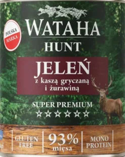 Wataha Hunt Adult Jeleń z kaszą gryczaną i żurawiną Mokra Karma dla psa op. 800g Pakiet 6szt.