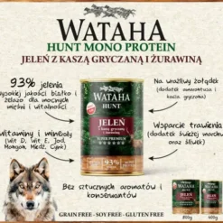 Wataha Hunt Adult Jeleń z kaszą gryczaną i żurawiną Mokra Karma dla psa op. 800g Pakiet 6szt.