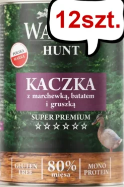 Wataha Hunt Adult Kaczka z marchewką i batatem Mokra Karma dla psa op. 400g Pakiet 12szt.